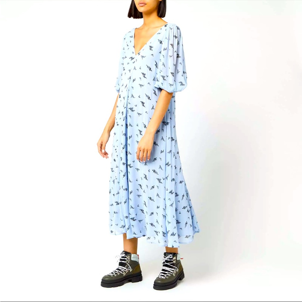 Ganni Dainty Georgette Midi  Dress sz 32; SZ 0 US